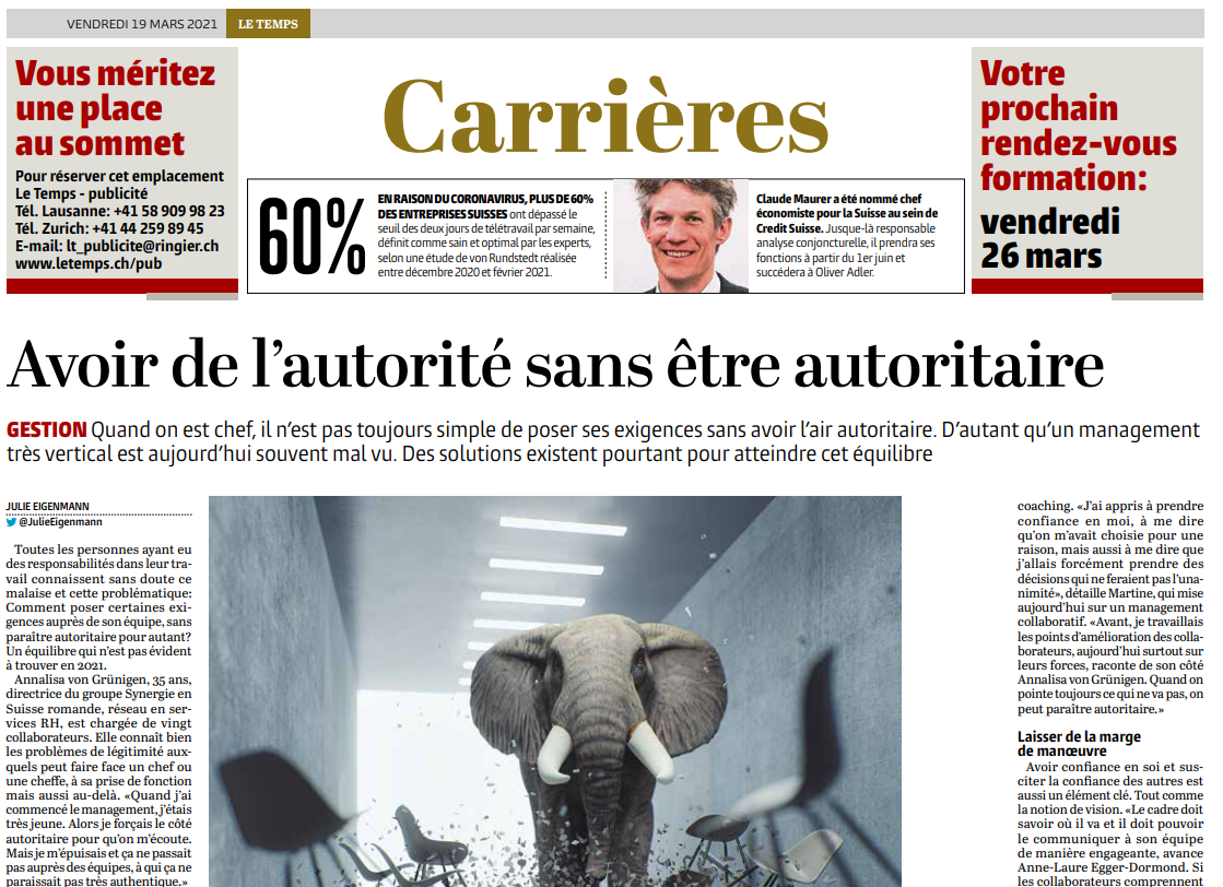 Avoir de l'autorité sans être autoritaire leadership manager carrière